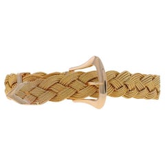 Gewebtes Armband aus Gelbgold mit Fuchsschwanzkette und Schnalle - 14k Verstellbar