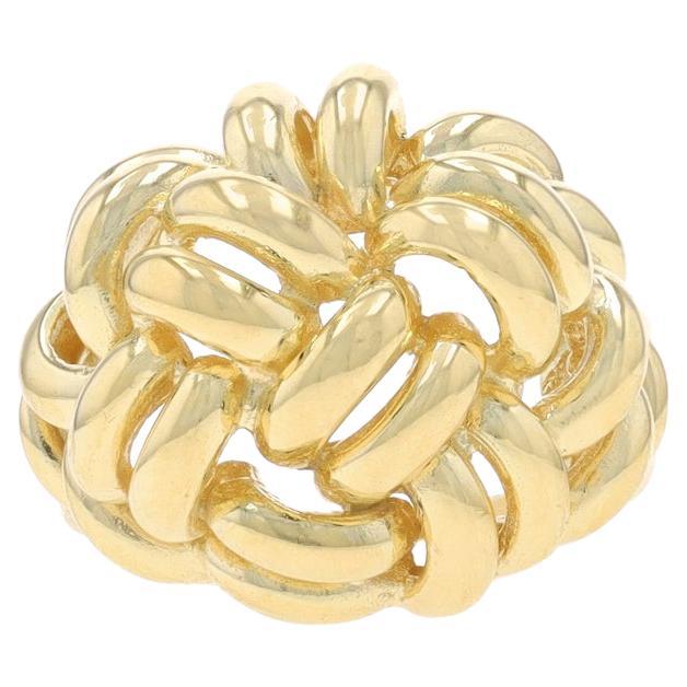 Bague en or jaune avec dôme en forme de nœud tissé - 14k