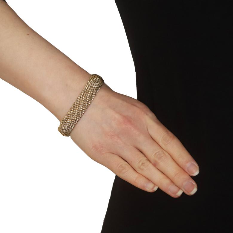 Bracelet en maille tissée en or jaune 7 1/2