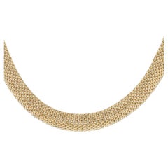 Gelbgold Gewebte Mesh Kette Choker Halskette 16 1/2" - 14k