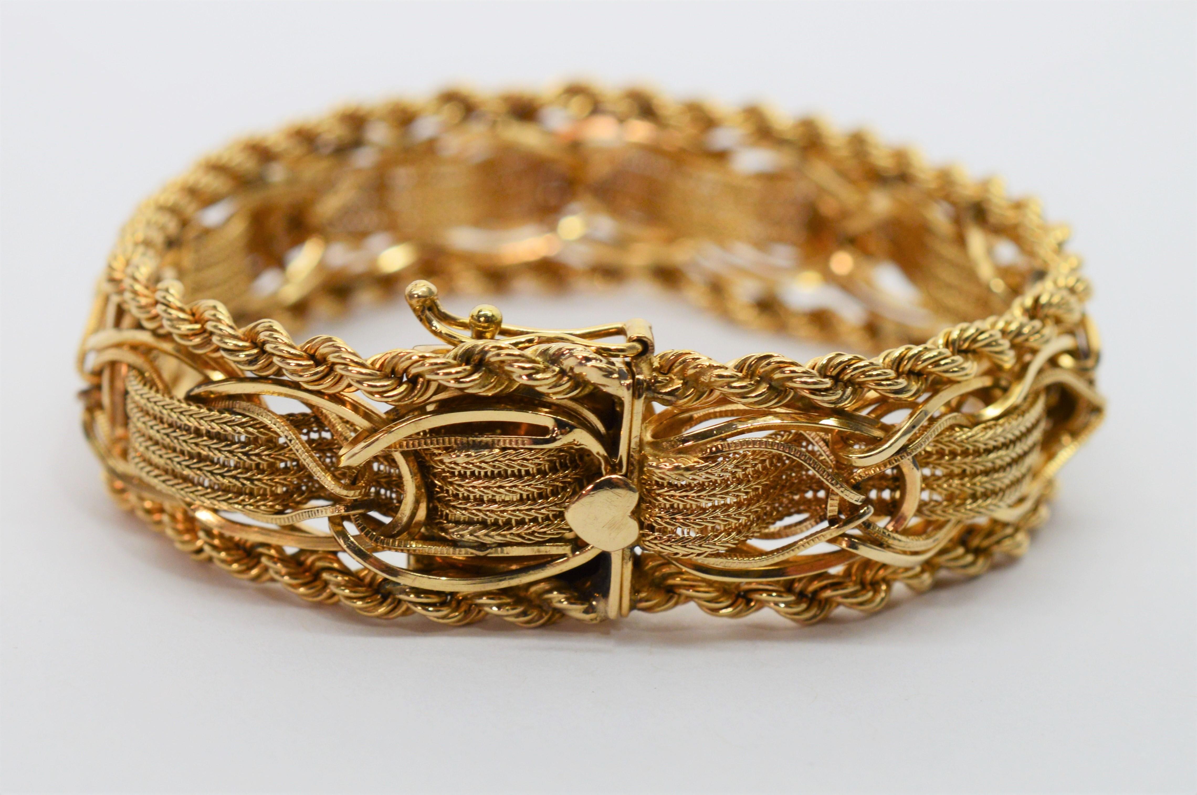 Gelbgold gewebtes Band-Armband im Zustand „Hervorragend“ im Angebot in Mount Kisco, NY