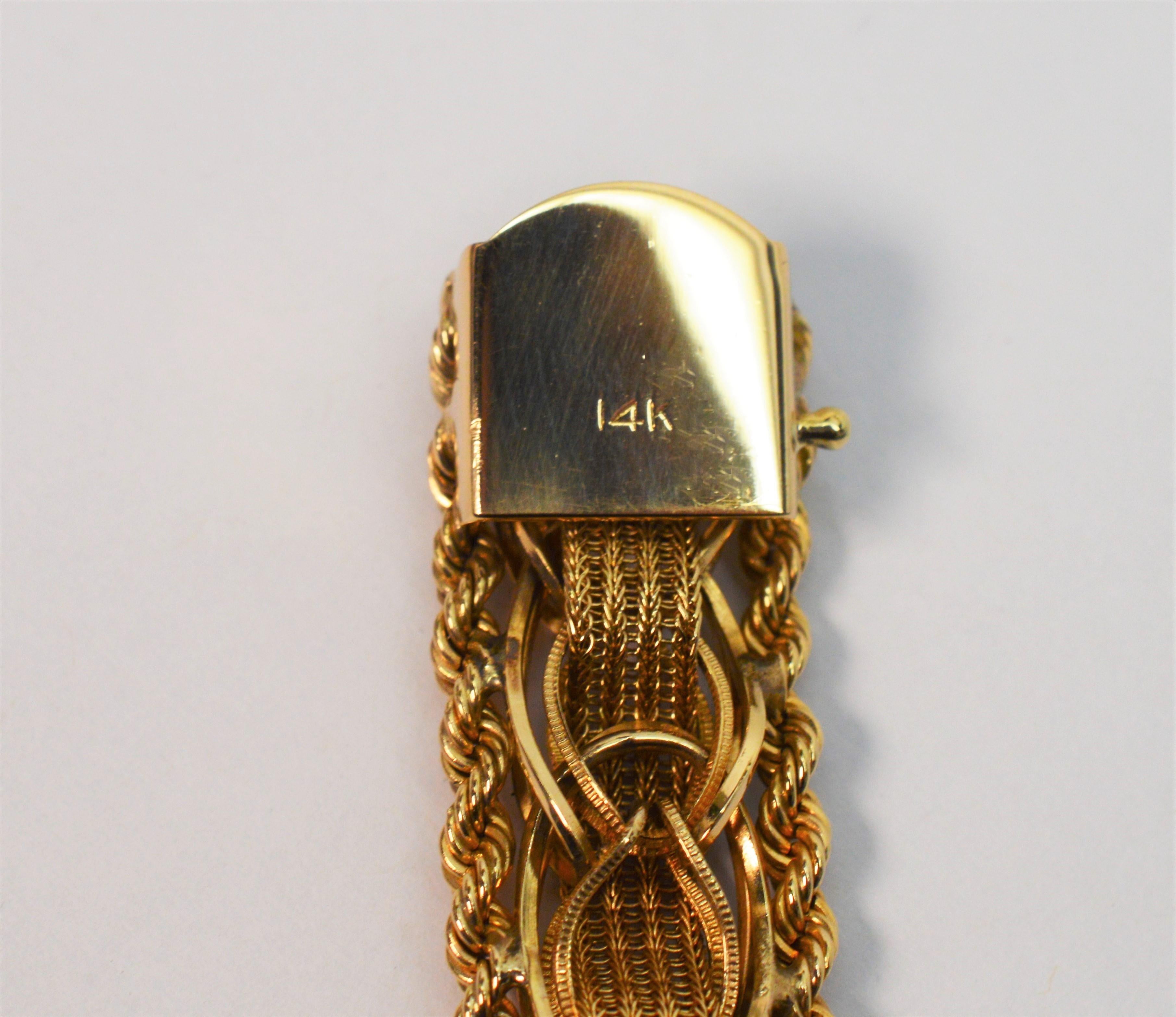 Women's 14 Karat Yellow Gold Woven Ribbon Bracelet For Sale