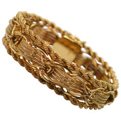 Bracelet en or jaune avec ruban tressé