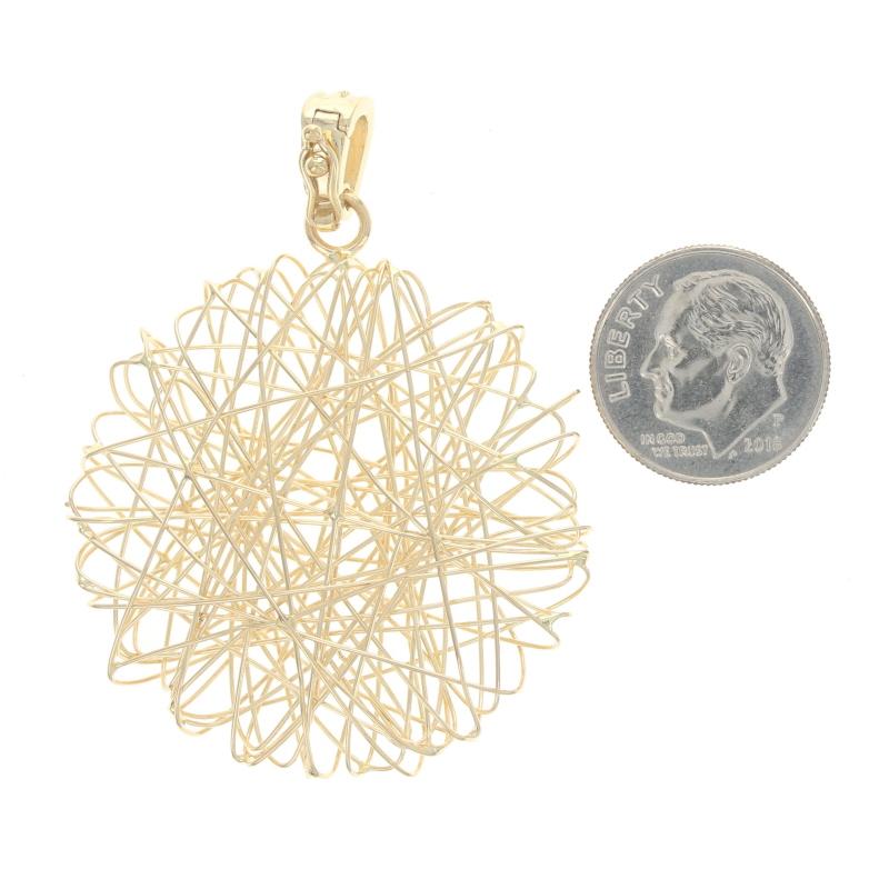 Yellow Gold Woven Wire Enhancer Pendant - 14k Circle In Excellent Condition For Sale In Greensboro, NC