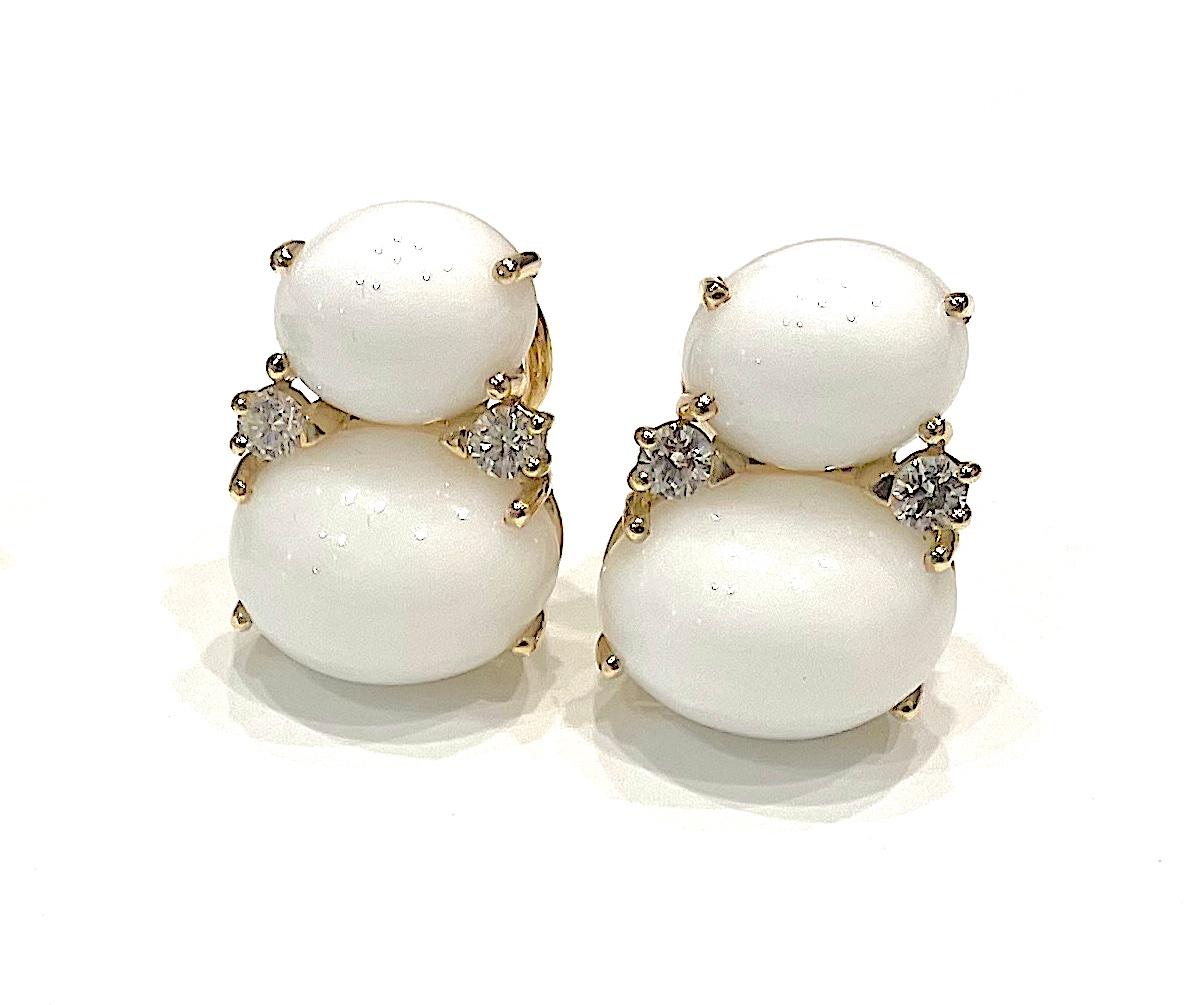 Yellow Gold Wrapped Drop Earring with Rock Crystal and Cabochon Chalcedony For Sale 8