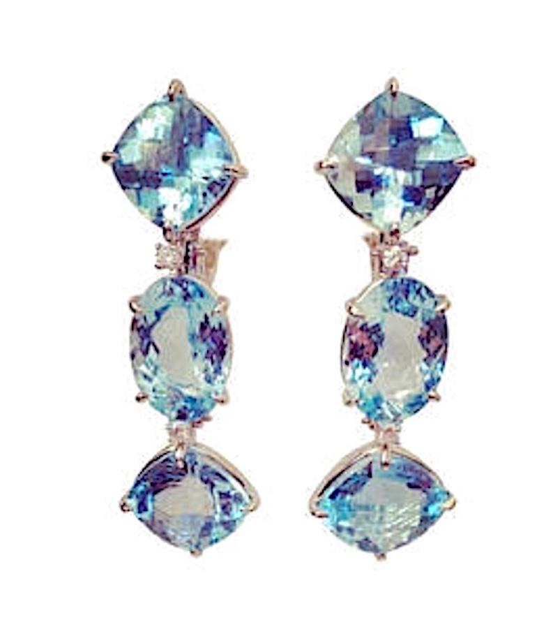 Yellow Gold Wrapped Drop Earring with Rock Crystal and Cabochon Chalcedony For Sale 2