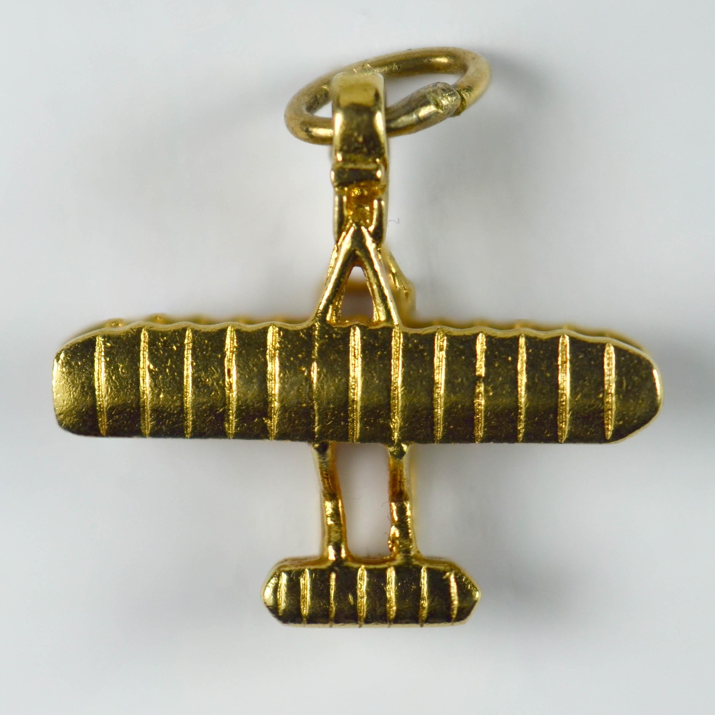 Yellow Gold Wright Brothers Model A Flyer First Military Airplane Charm Pendant 4