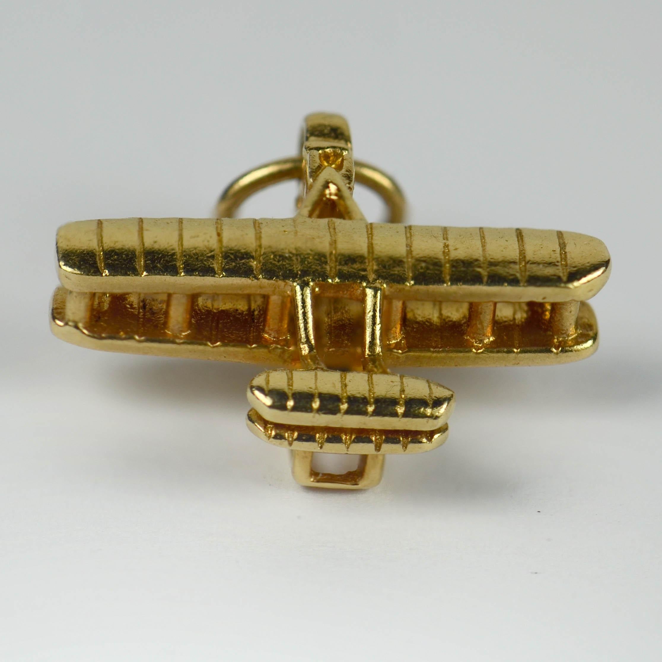 Women's or Men's Yellow Gold Wright Brothers Model A Flyer First Military Airplane Charm Pendant