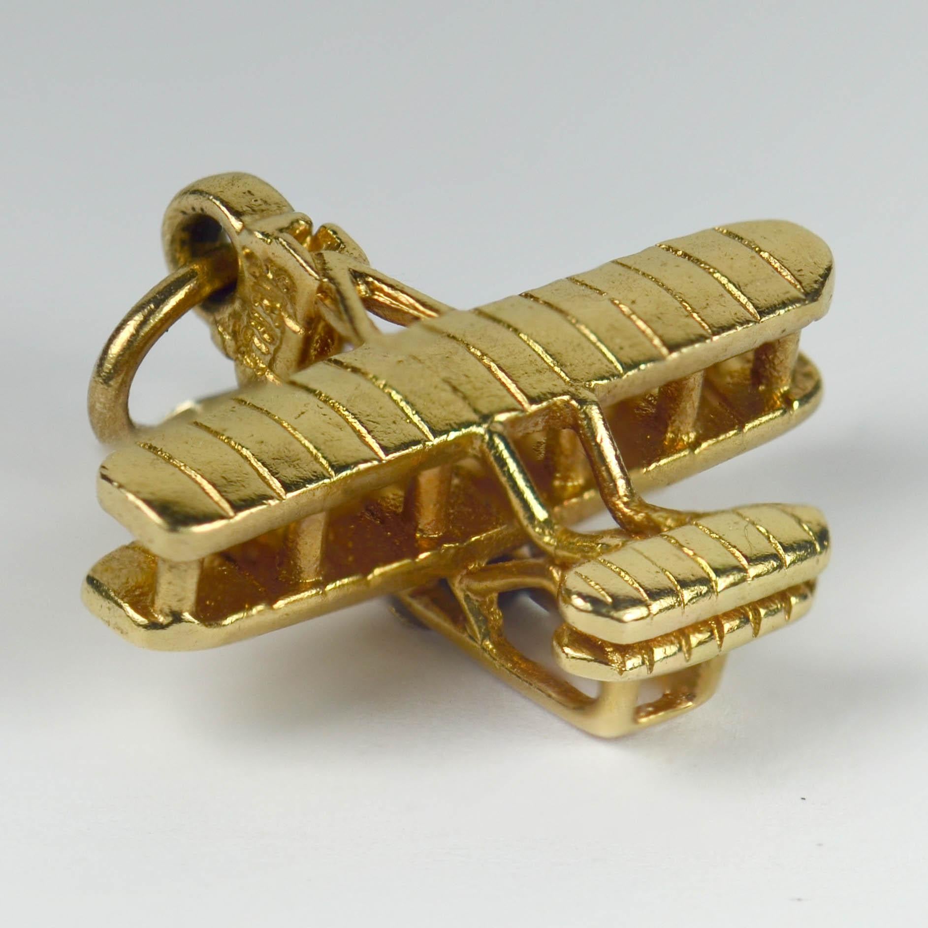 Yellow Gold Wright Brothers Model A Flyer First Military Airplane Charm Pendant 1