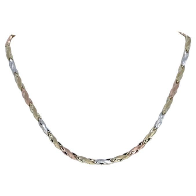Yellow Gold X Link Necklace 16 1/4" - 10k Brushed For Sale