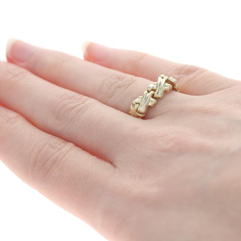 Women's Yellow Gold X Link Ribbed Band, 14k Israel Ring Size 8