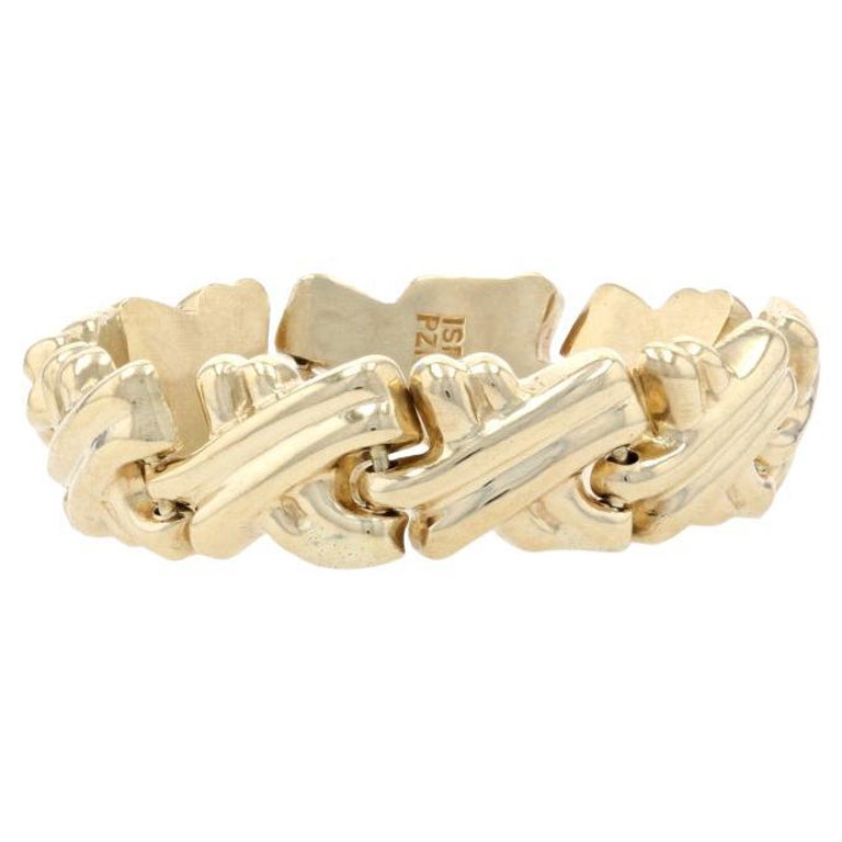 Yellow Gold X Link Ribbed Band, 14k Israel Ring Size 8