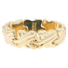 Yellow Gold X Link Ribbed Band - 14k Ring Sz 7 Israel