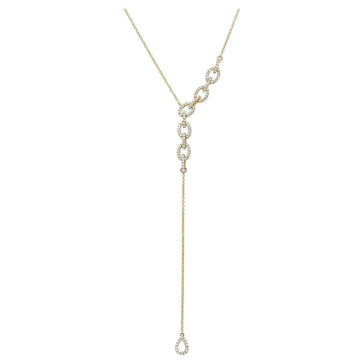 Yellow Gold Y Diamond Necklace