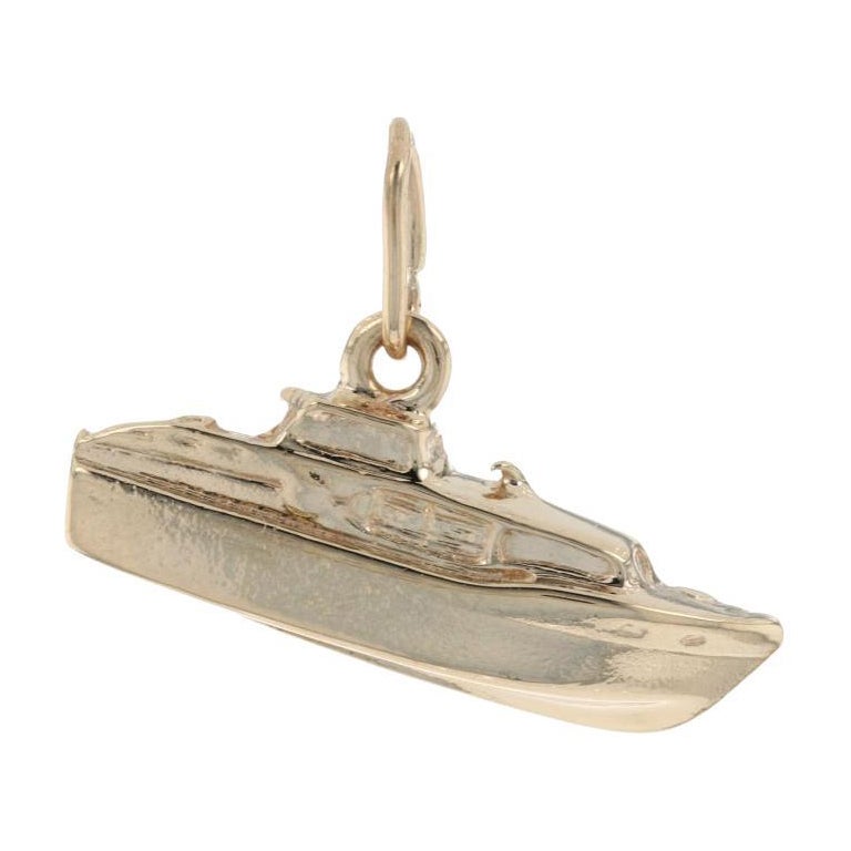 Charm per yacht in oro giallo, ciondolo nautico da viaggio in 14k