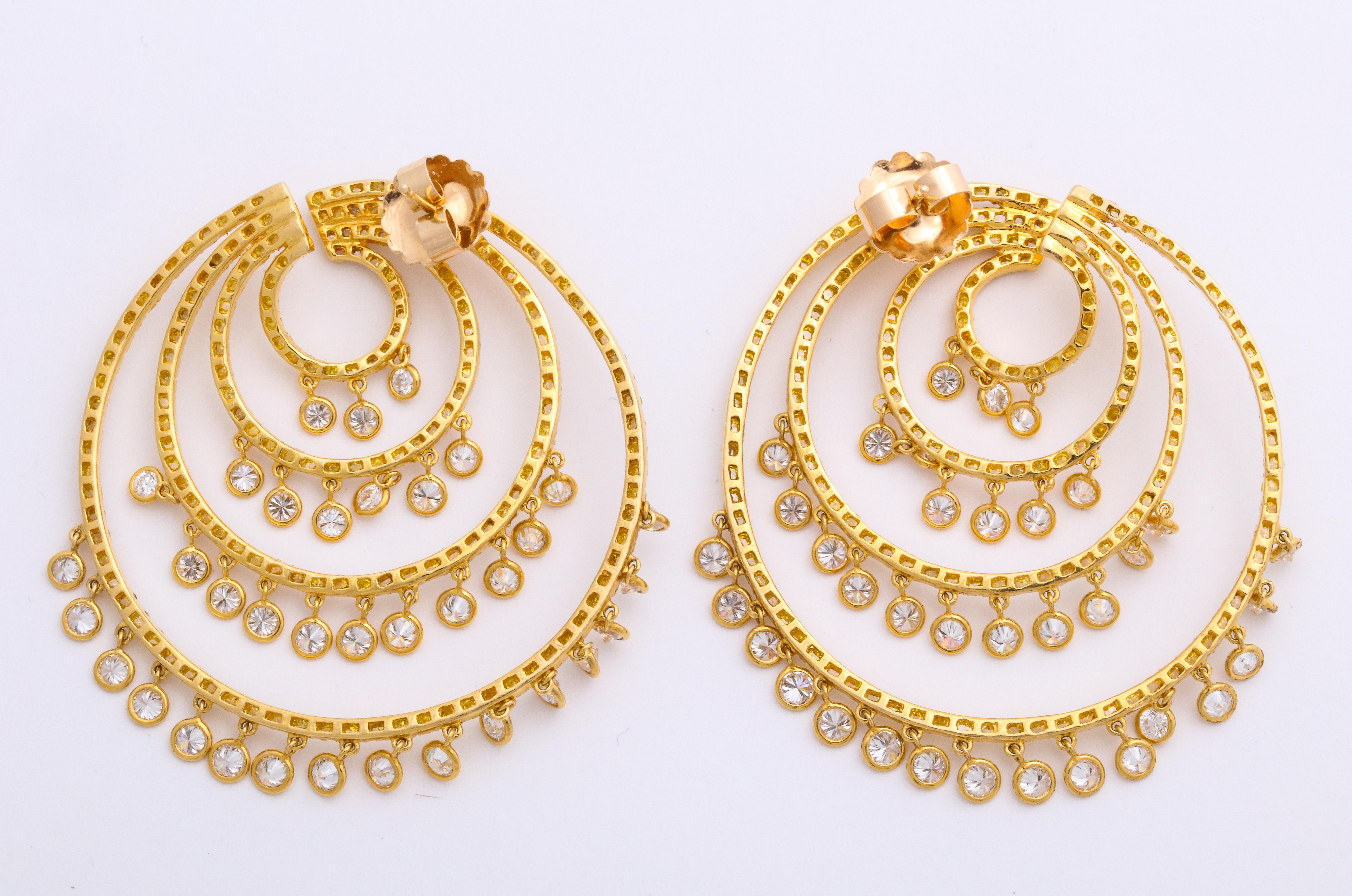 Yellow Gold, Yellow and Diamond Earrings For Sale 1