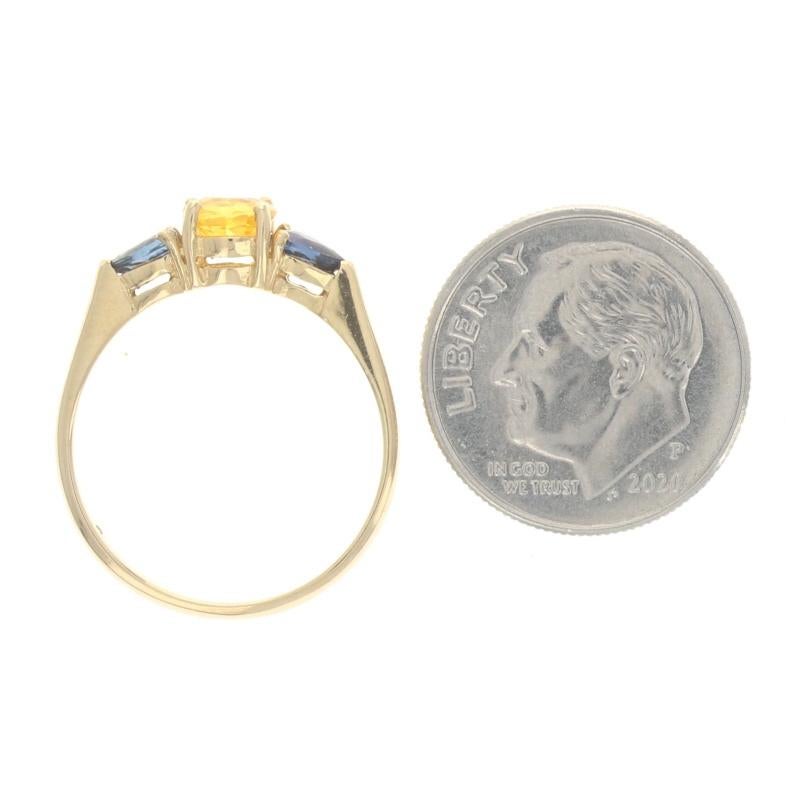 Bague en or jaune et saphir bleu - 14k Rond 1.00ctw en vente 1
