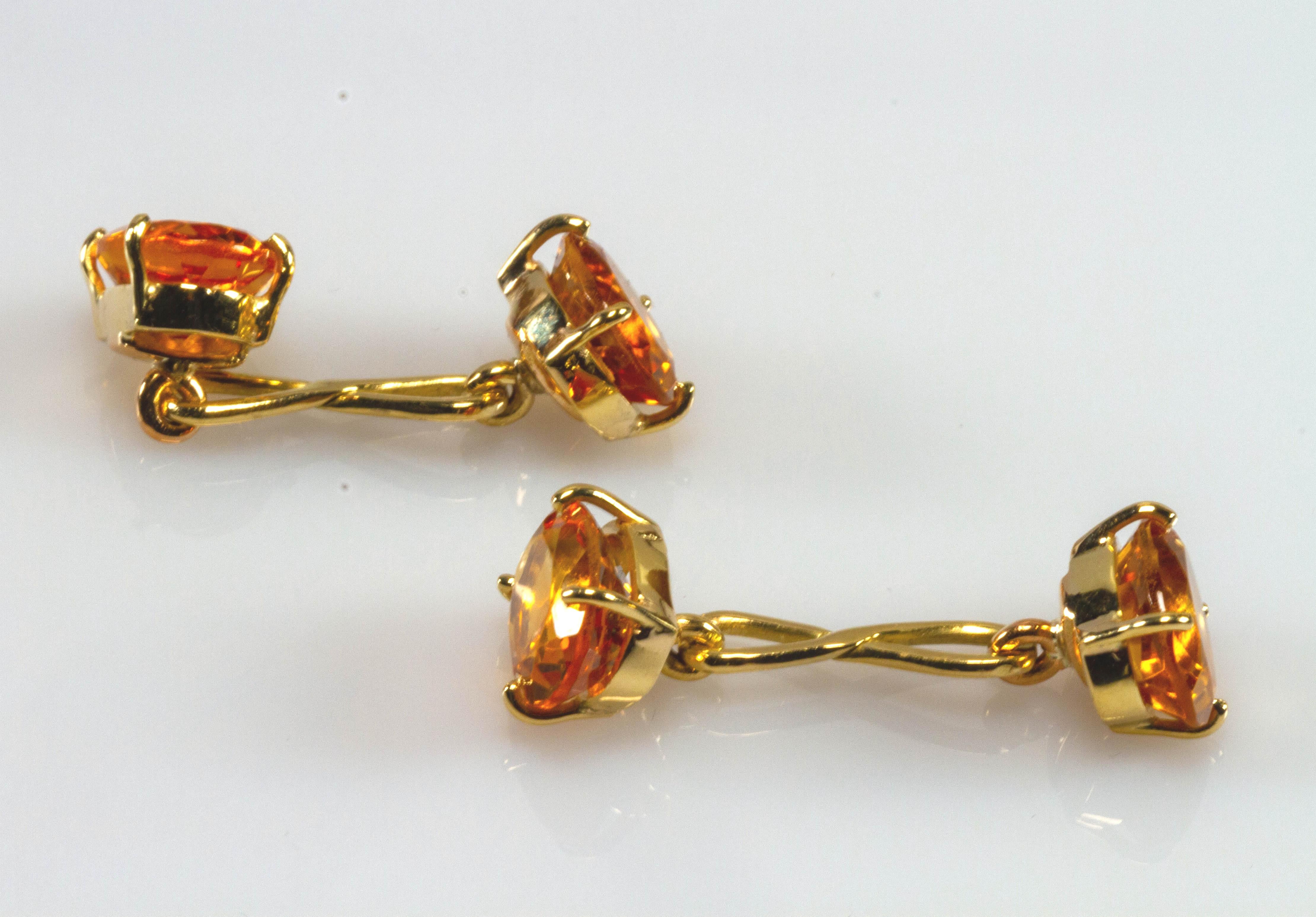 Yellow Gold 18k , Yellow Citrine Quartz Cufflinks In New Condition For Sale In Rome, IT