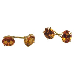 Yellow Gold 18k , Yellow Citrine Quartz Cufflinks