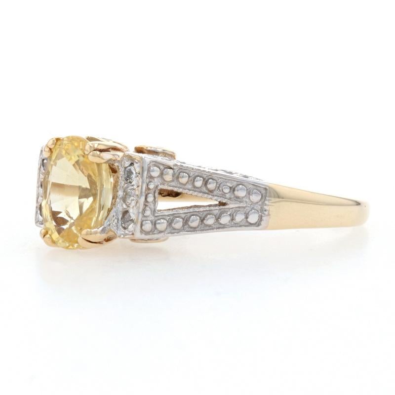 Oval Cut Yellow Gold Yellow Sapphire & Diamond Ring, 14k Oval 1.94ctw Cathedral Milgrain