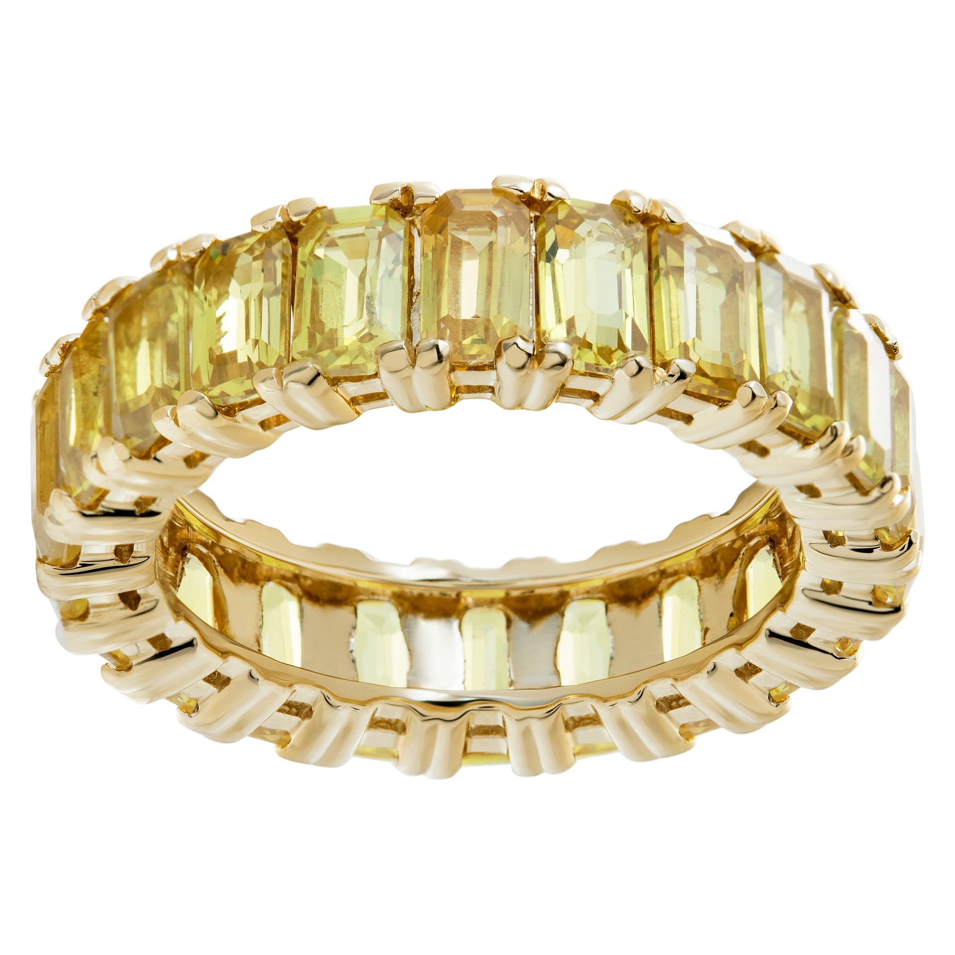 Yellow gold yellow sapphire eternity band For Sale