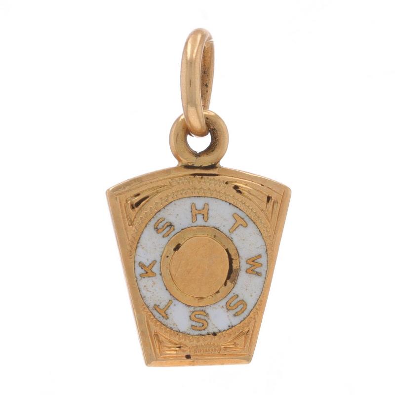 Breloque en or jaune York Rite pour homme - 14k émail blanc maçonnique