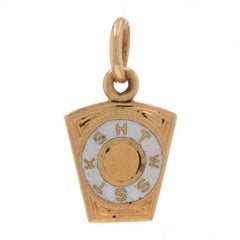 Breloque en or jaune York Rite pour homme - 14k émail blanc maçonnique
