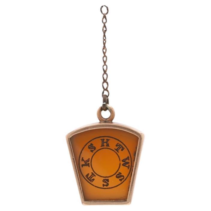 Pendentif en or jaune York Rite Victorian Royal Arch Keystone Fob Mason en agate 14 carats