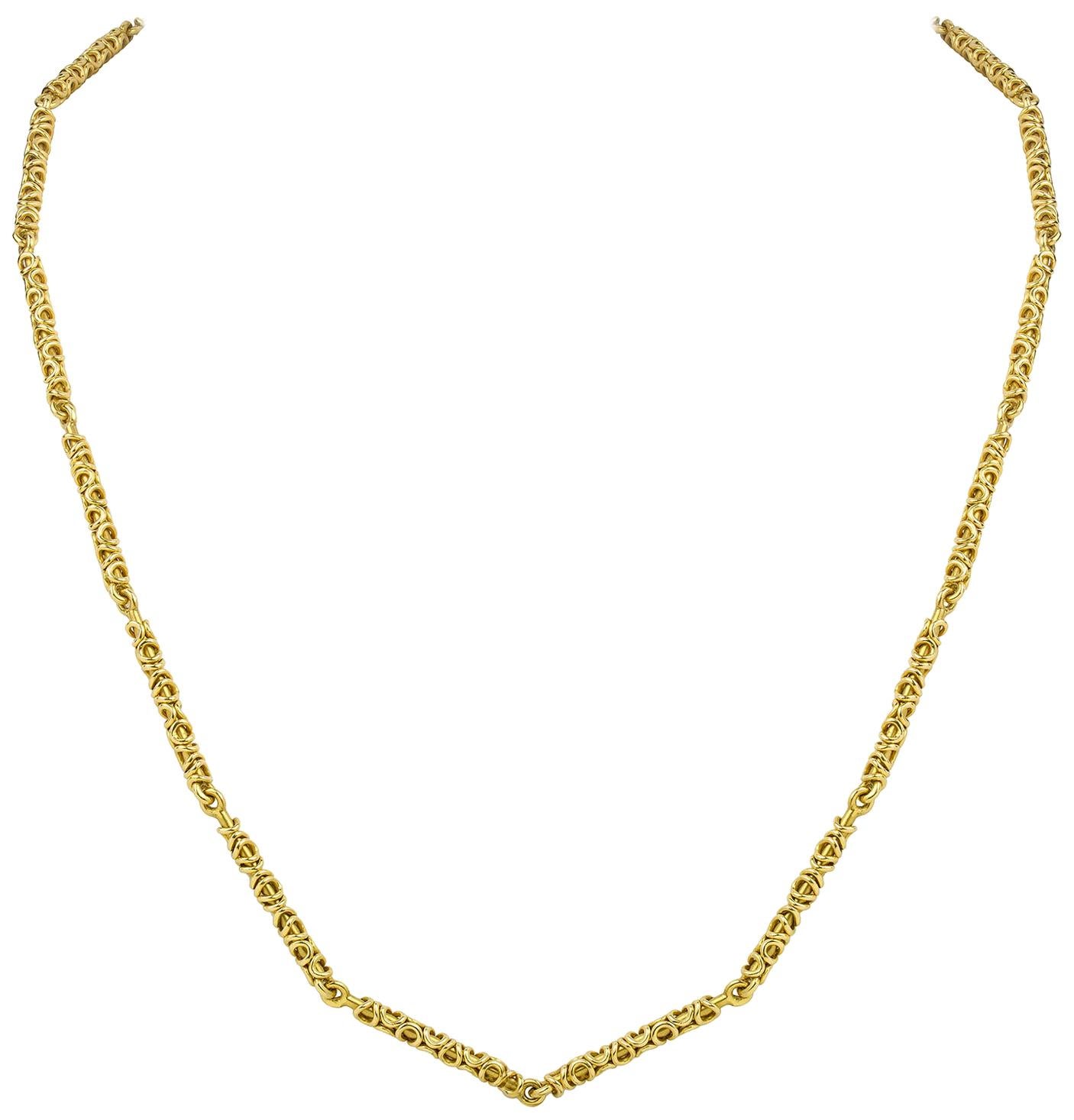 Yellow Gold Zig-Zag Necklace, by Lucie Heskett-Brem