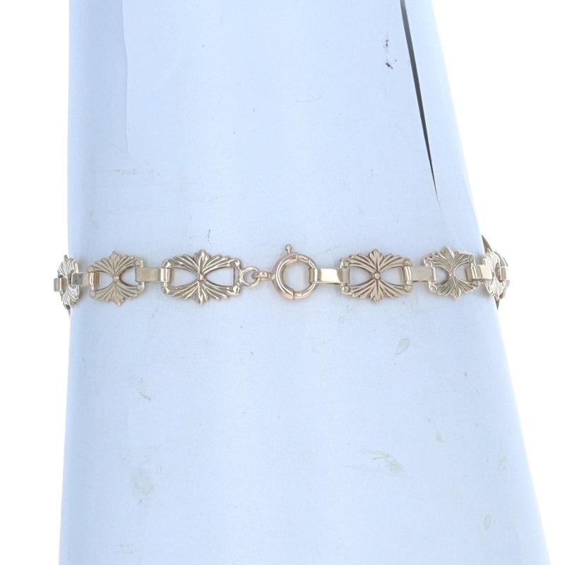 Gelbgold Zirkon Retro Drei-Stein-Station Link Armband 6 3/4