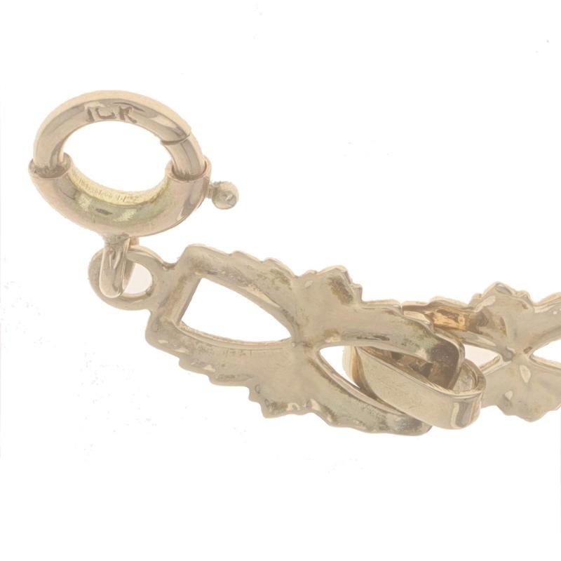 Gelbgold Zirkon Retro Drei-Stein-Station Link Armband 6 3/4