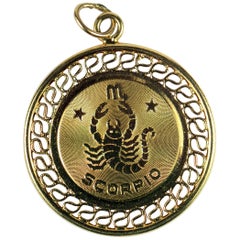Vintage Yellow Gold Zodiac Scorpio Charm Pendant