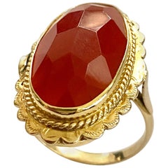 Vintage Yellow Golden Carnelian Ring, Dutch, 1970