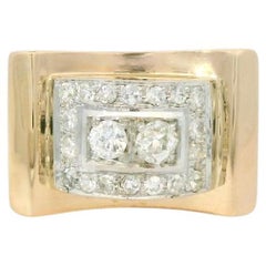 Yellow golden Diamond Retro tank ring