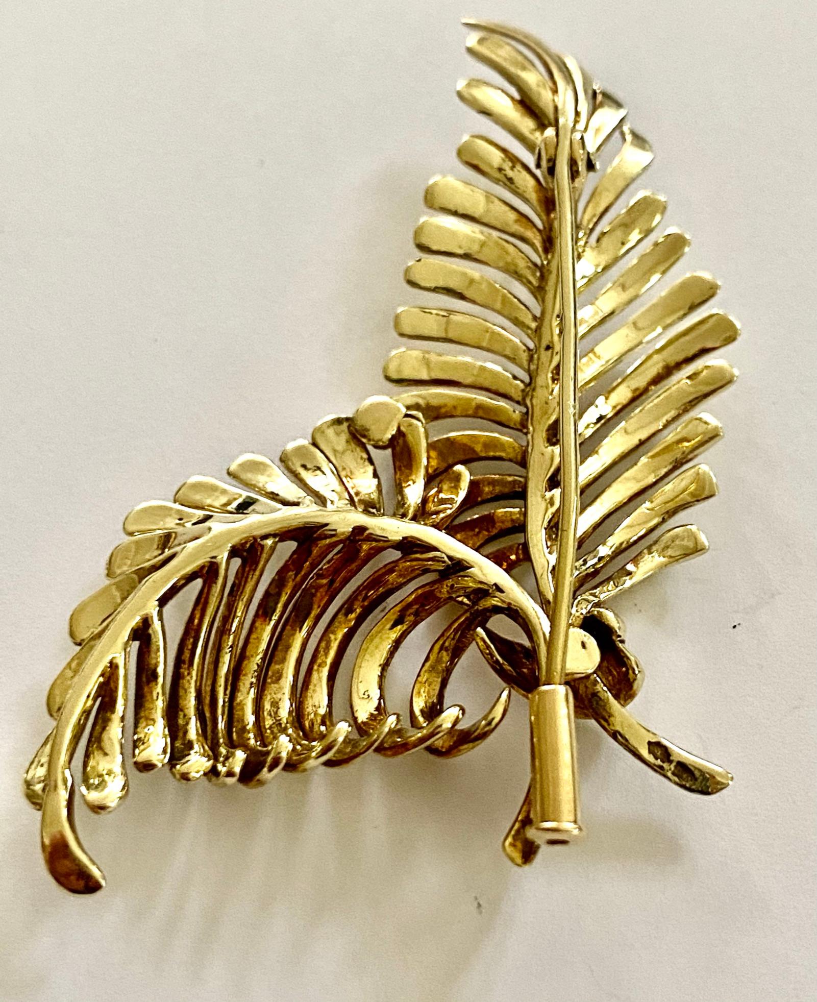 Modern Yellow Golden Palm Brooch, Holland 1955, Gerritsen & van Kempen Zeist For Sale