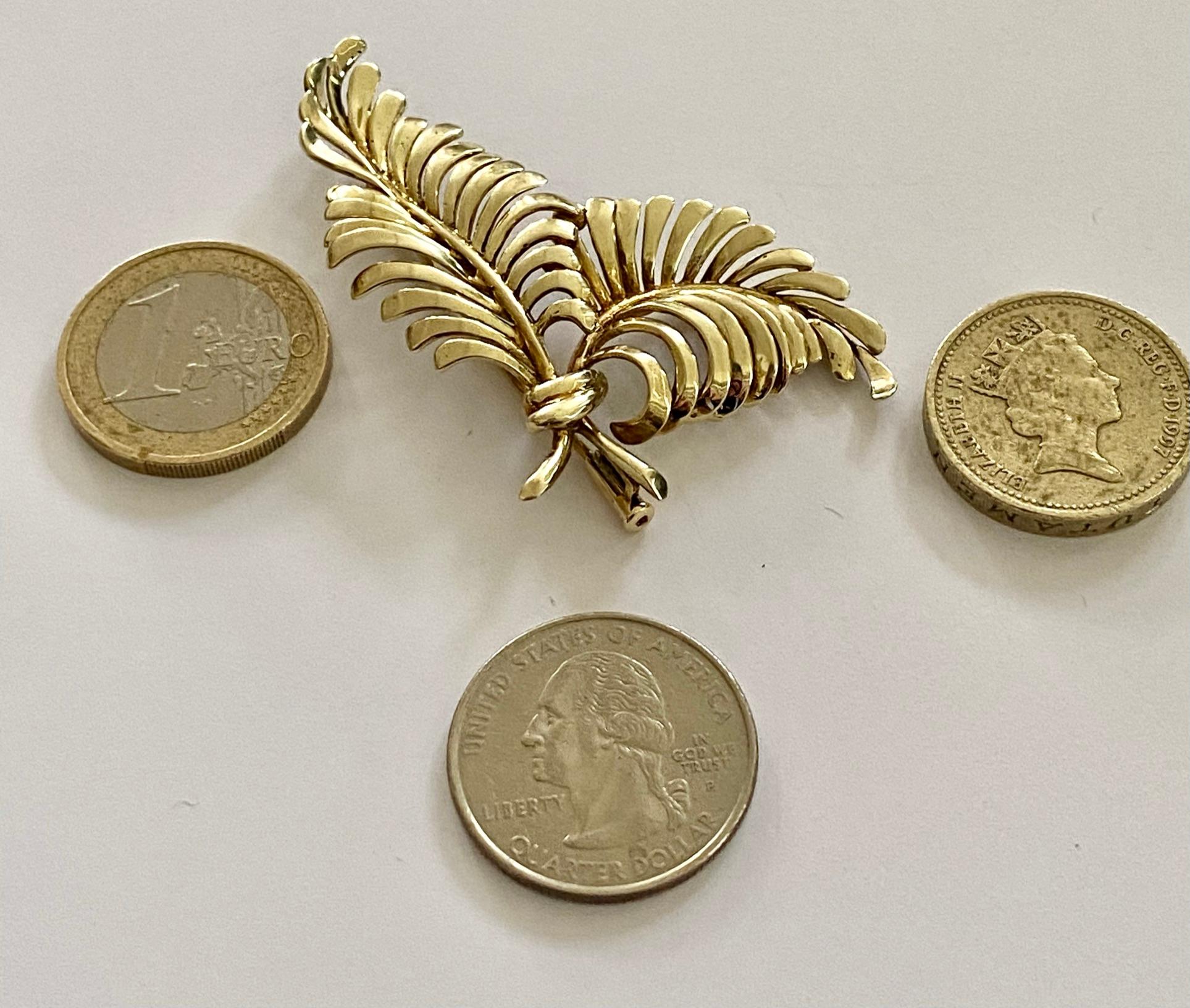 Yellow Golden Palm Brooch, Holland 1955, Gerritsen & van Kempen Zeist In Good Condition For Sale In Heerlen, NL