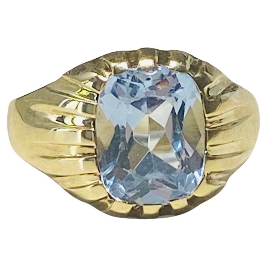 Yellow Golden Ring with Aquamarine from the 1950S