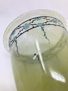 Vase en verre jaune/vert de Marcel Goupy