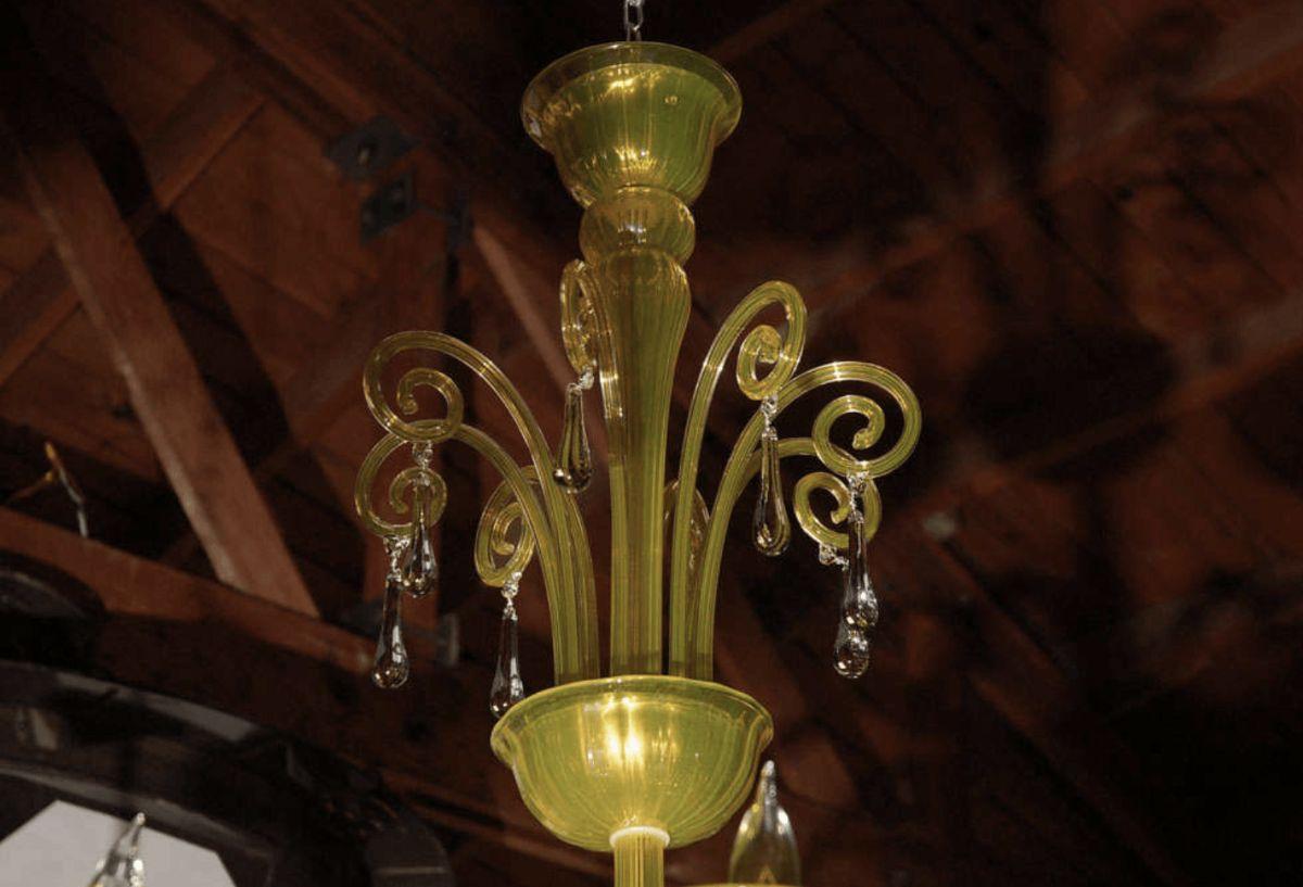 Late 20th Century Yellow Green Murano Chandelier For Sale