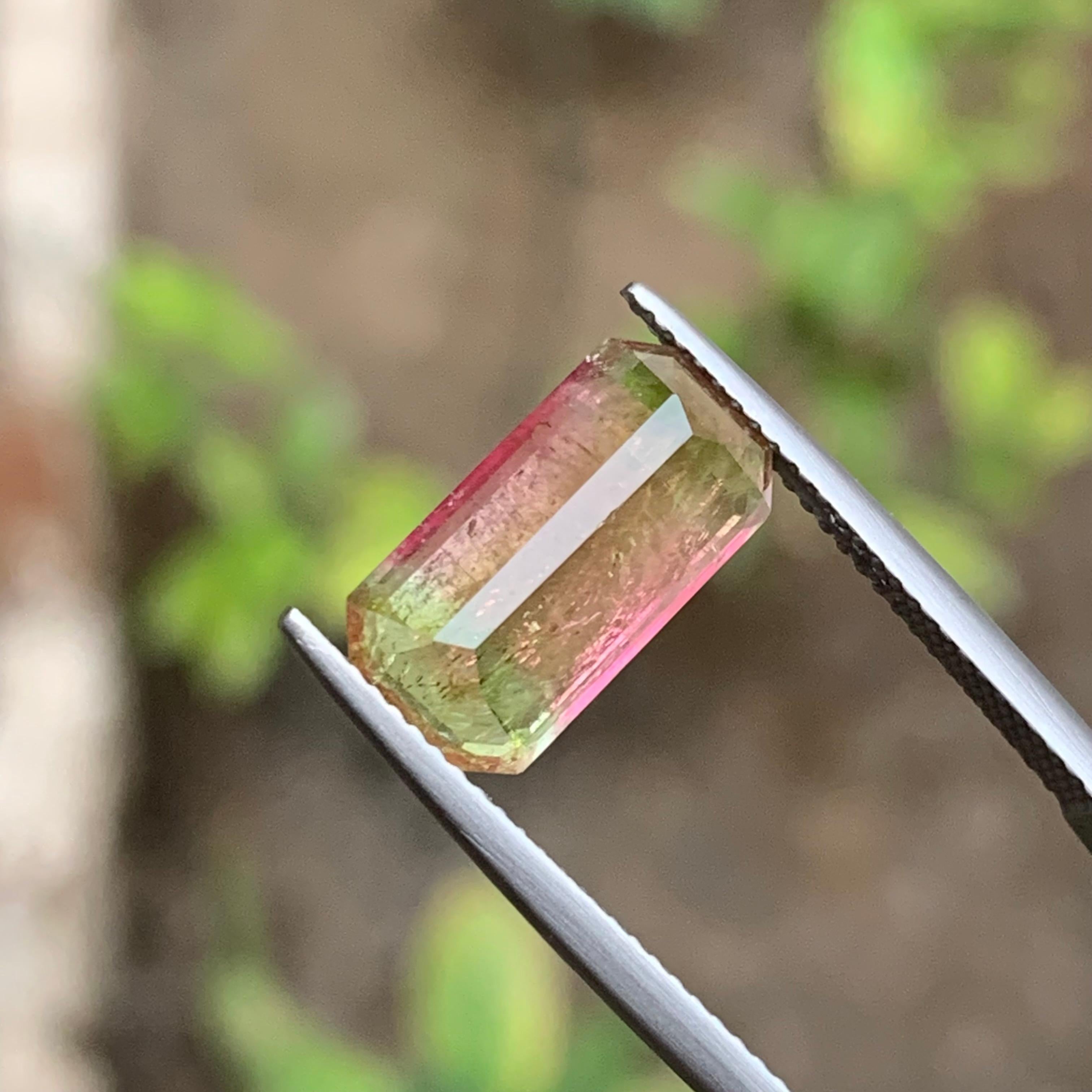 Bague et pendentif en tourmaline naturelle bicolore jaune, verte et rose de 5,20 carats en vente 3