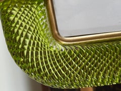Yellow-Green Twisted Murano Glass and Brass Photo Frame