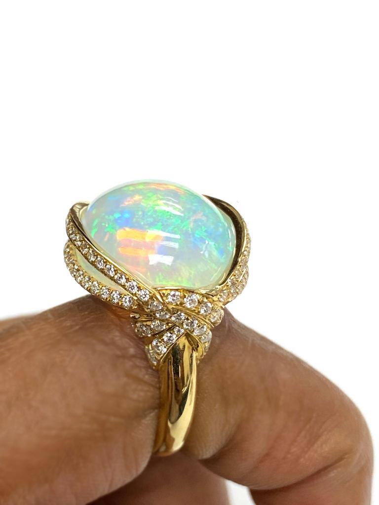 Women's Goshwara Opal Cabochon And Diamond Ring