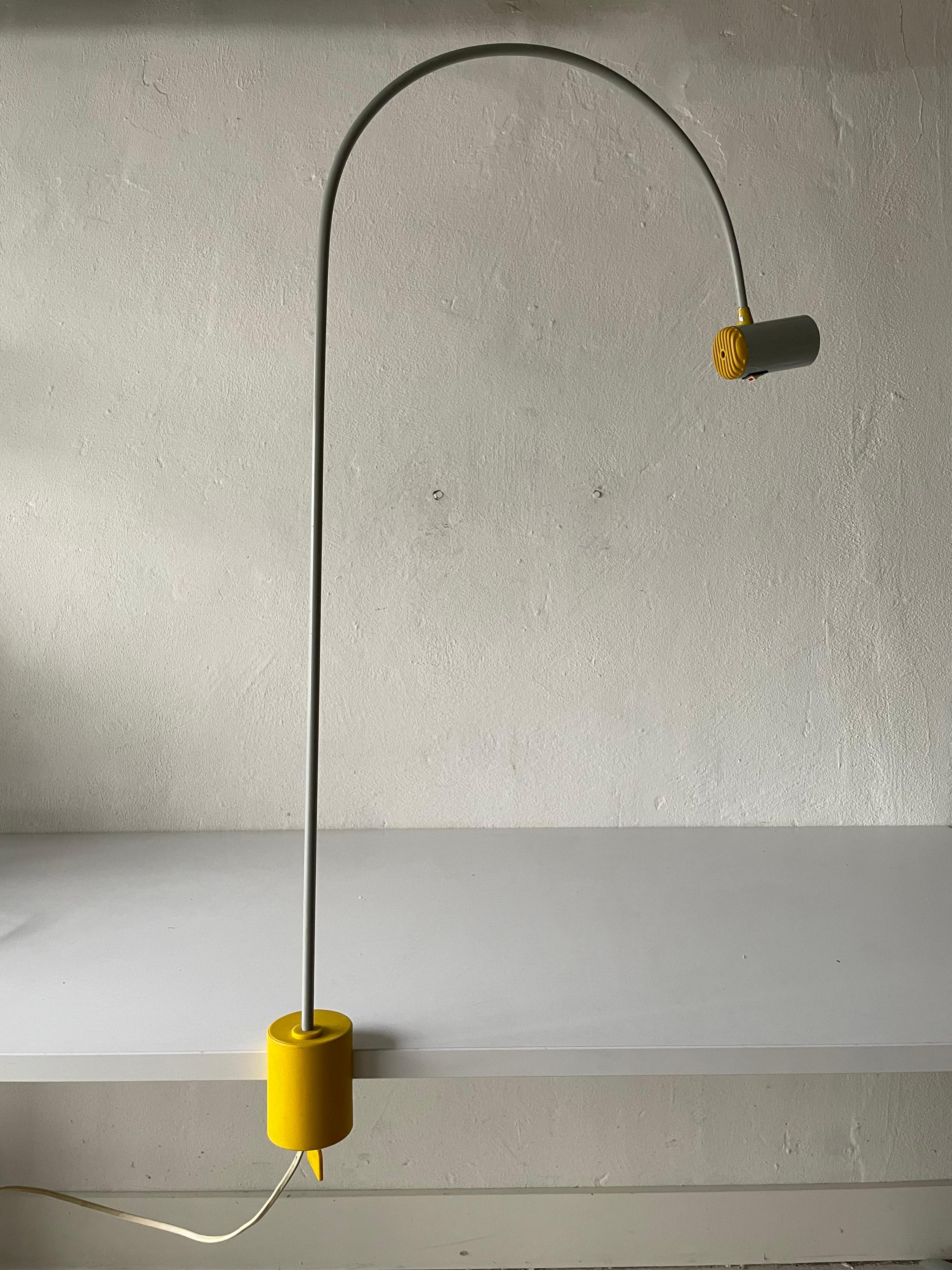 Yellow-Grey Arc Shaped Large Office Clamp Desk Lamp by Targetti, 1970s, Italy For Sale 4