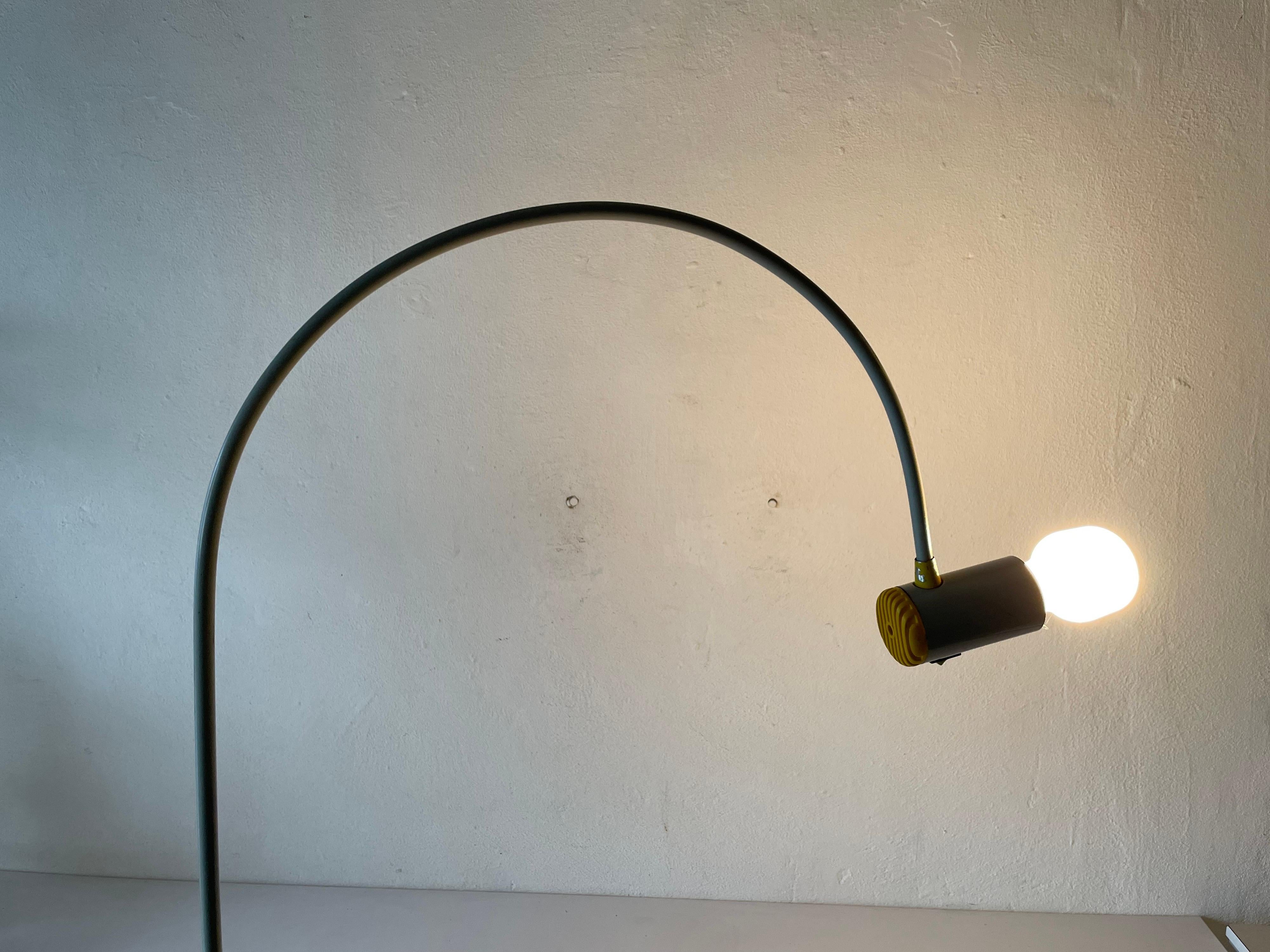 Yellow-Grey Arc Shaped Large Office Clamp Desk Lamp by Targetti, 1970s, Italy For Sale 5