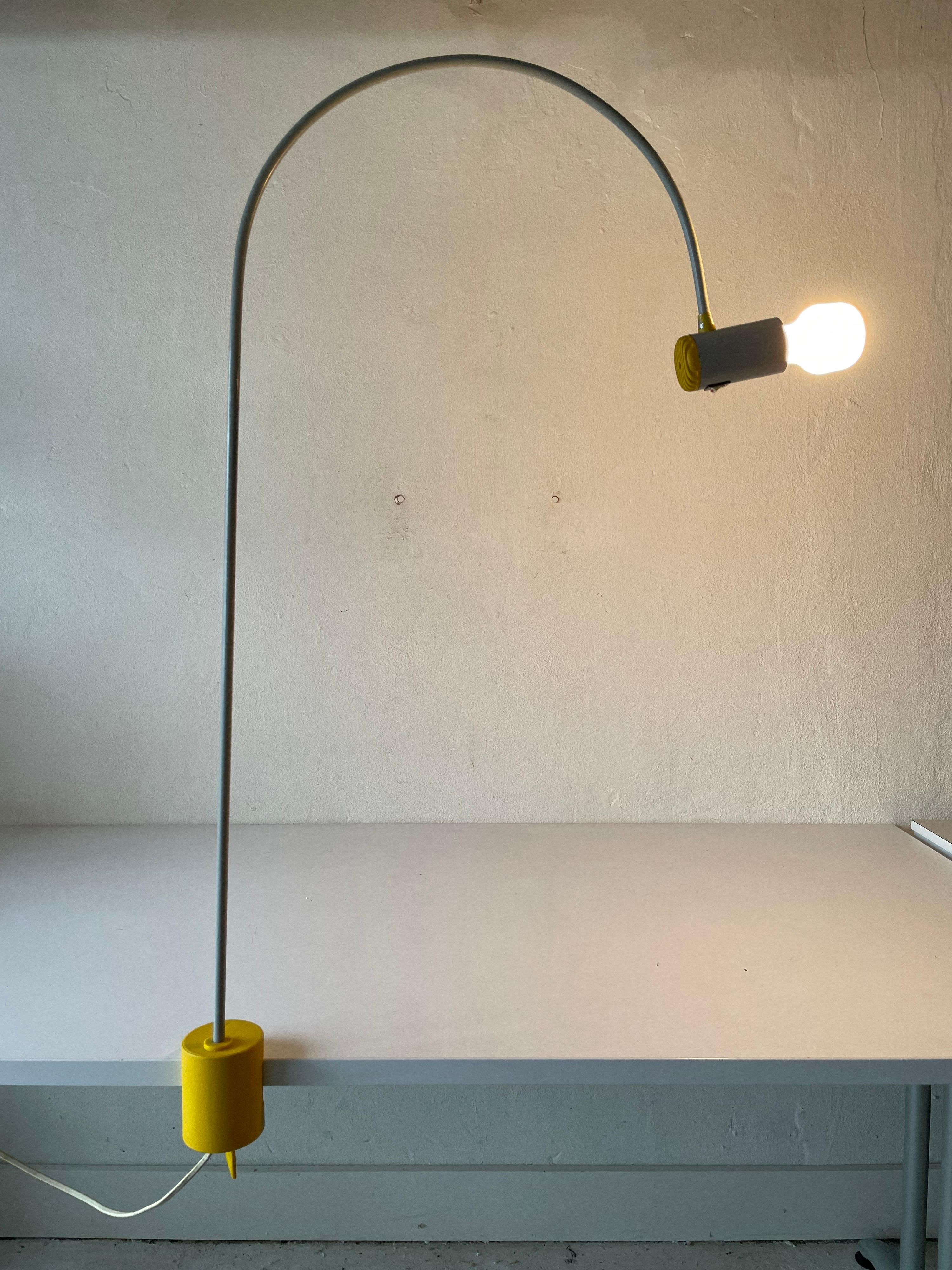 Yellow-Grey Arc Shaped Large Office Clamp Desk Lamp by Targetti, 1970s, Italy For Sale 7