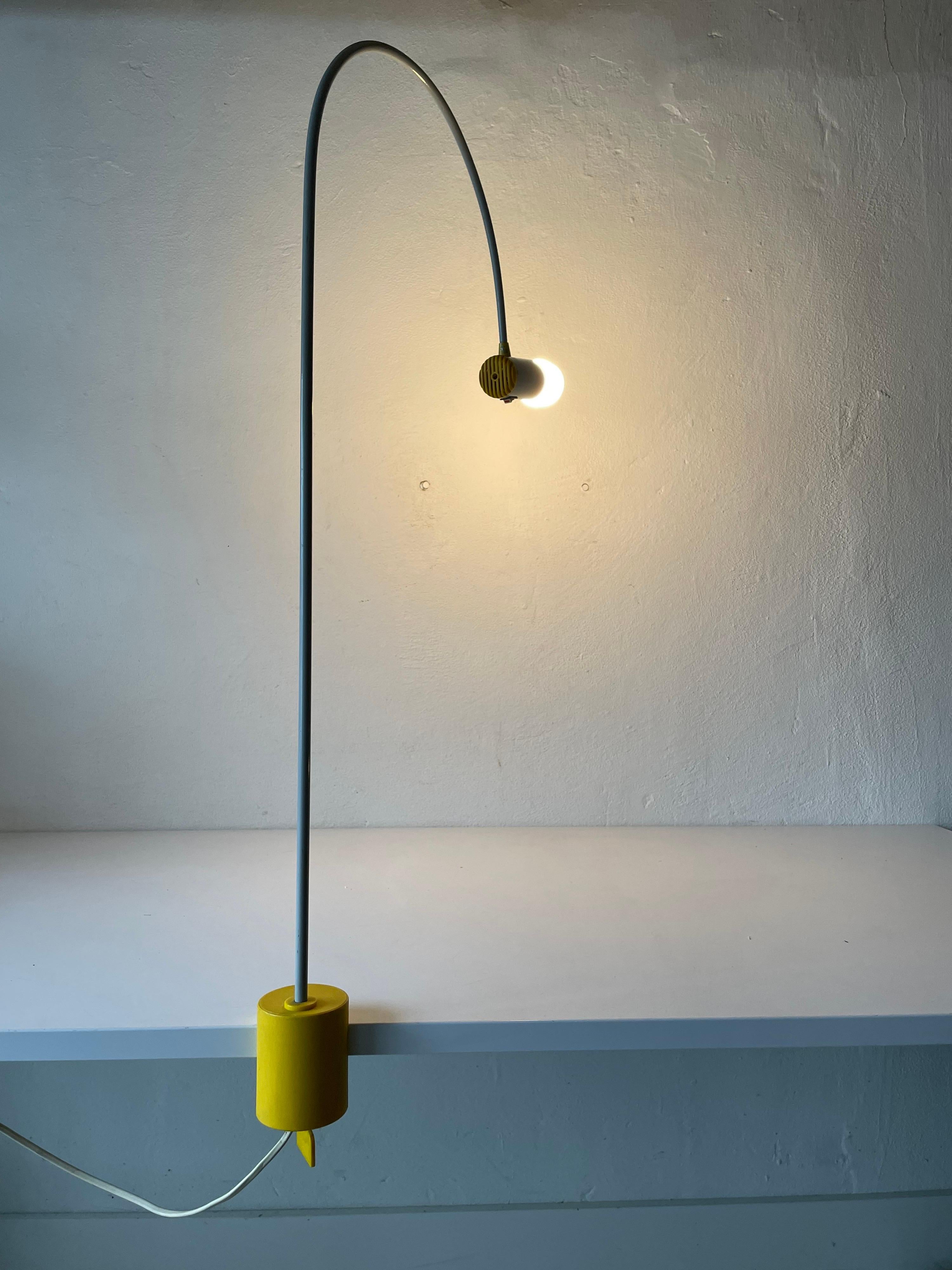 Yellow-Grey Arc Shaped Large Office Clamp Desk Lamp by Targetti, 1970s, Italy For Sale 8