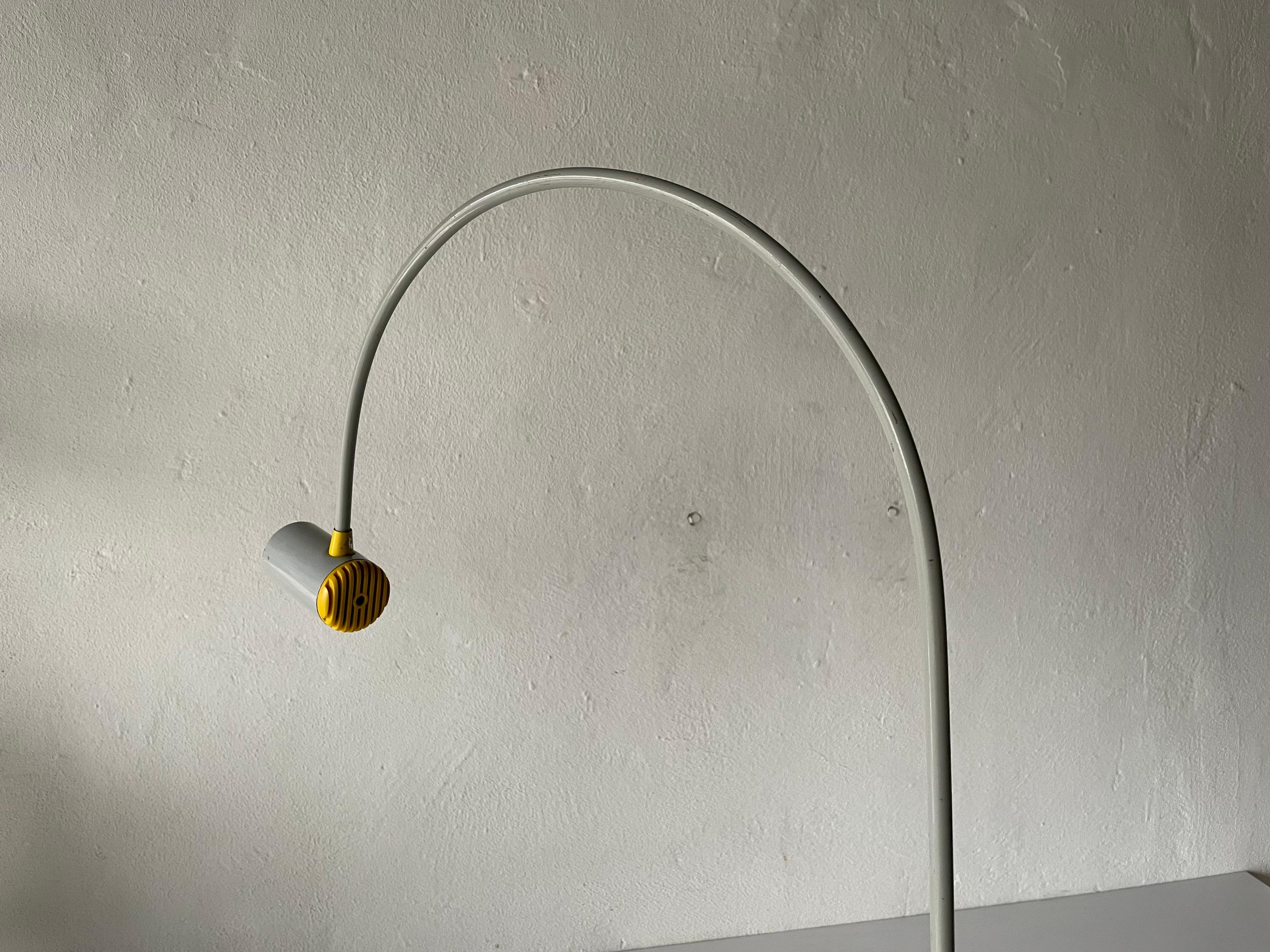 Italian Yellow-Grey Arc Shaped Large Office Clamp Desk Lamp by Targetti, 1970s, Italy For Sale