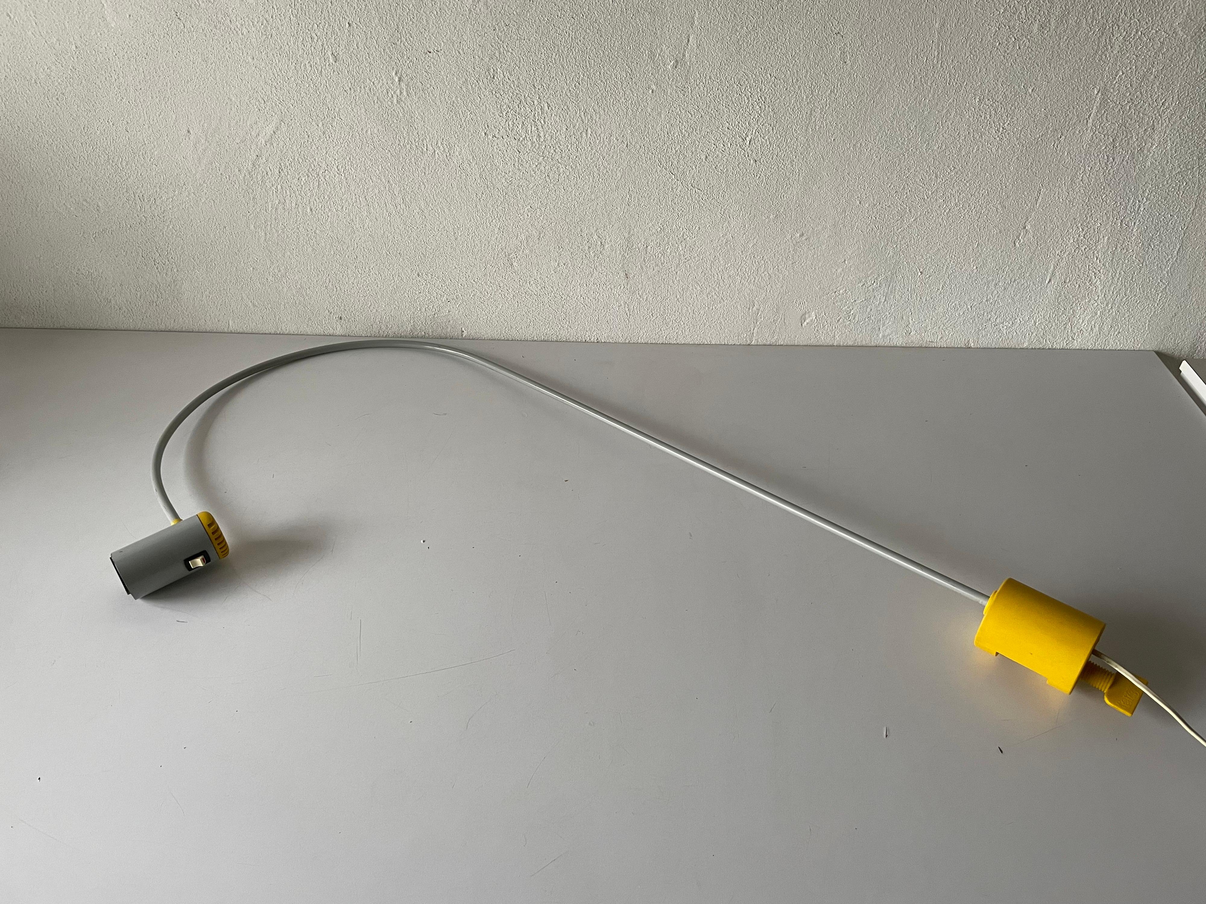 Late 20th Century Yellow-Grey Arc Shaped Large Office Clamp Desk Lamp by Targetti, 1970s, Italy For Sale