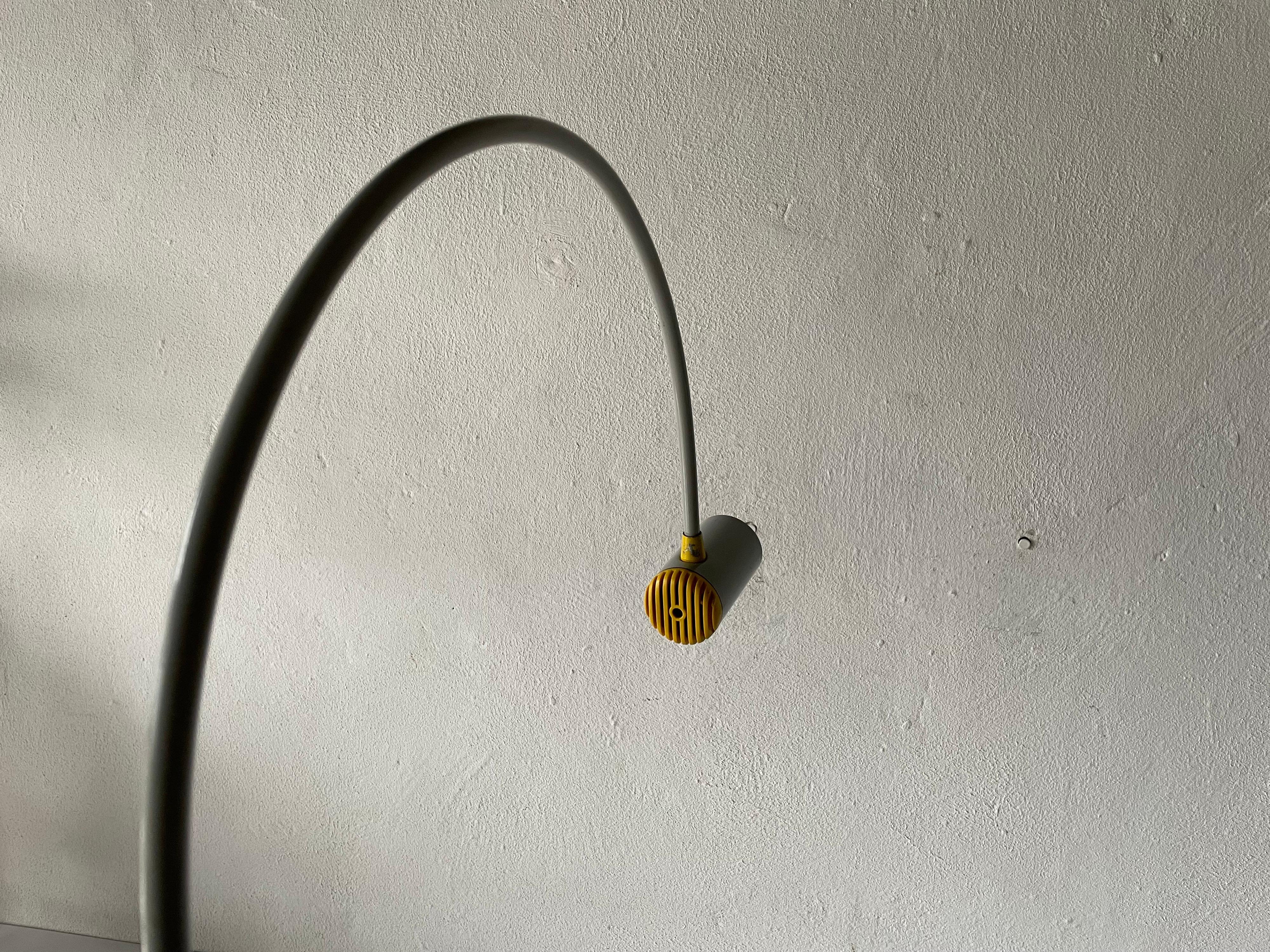 Yellow-Grey Arc Shaped Large Office Clamp Desk Lamp by Targetti, 1970s, Italy For Sale 2