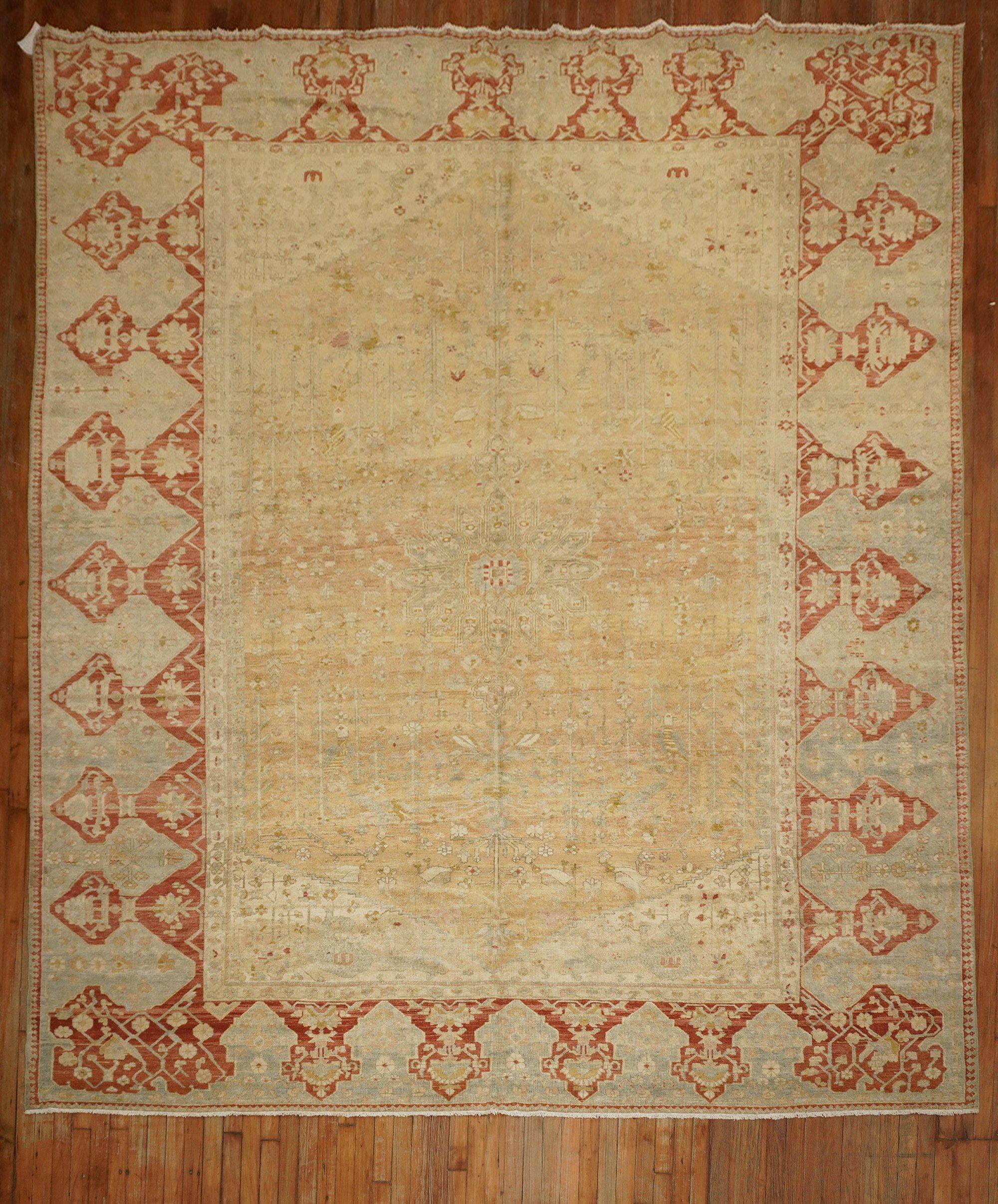 Hand-Woven Yellow Ground Late 19th Century Antique Persian Malayer Rug For Sale